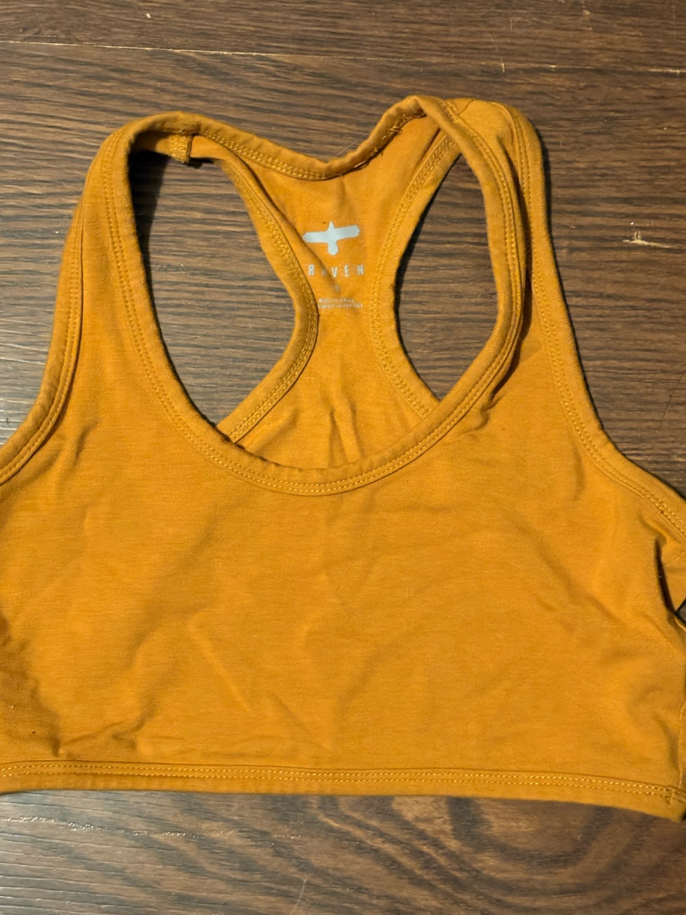 RAVEN 425 Soft Racerback Sports Bra, Mustard Yellow/Gold, Size Small,